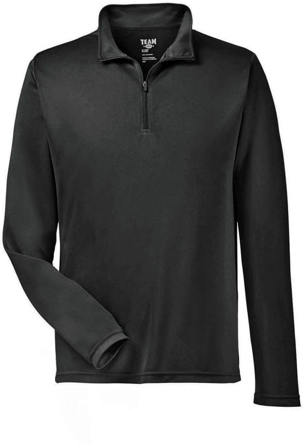 Am image of a Custom Team 365 Men's Zone Performance Quarter Zip in Black!