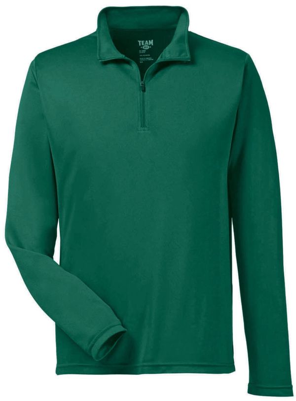Am image of a Custom Team 365 Men's Zone Performance Quarter Zip in Sport Forest!