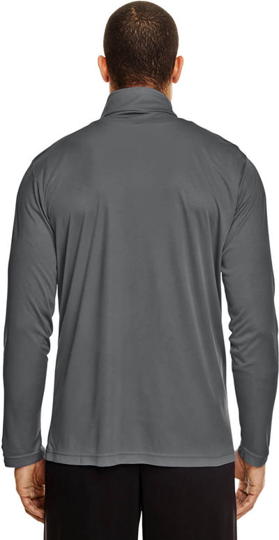 Am image of a Custom Team 365 Men's Zone Performance Quarter Zip in Sport Graphite!