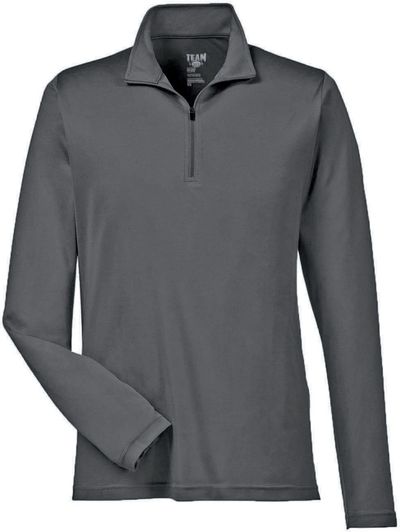 Am image of a Custom Team 365 Men's Zone Performance Quarter Zip in Sport Graphite!