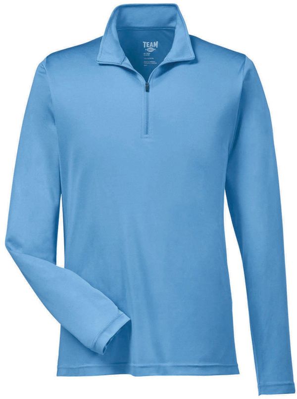 An image of a Custom Team 365 Men's Zone Performance Quarter Zip in Sport Light Blue!