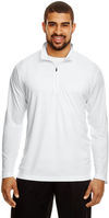 Am image of a Custom Team 365 Men's Zone Performance Quarter Zip in White!