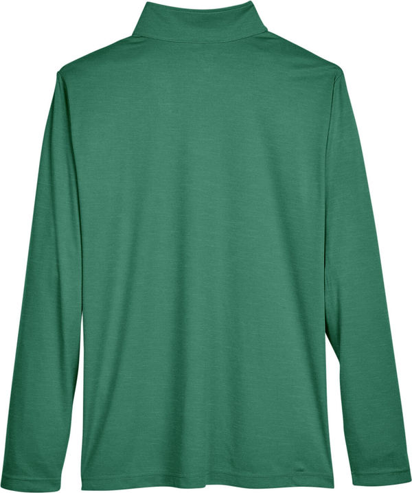 Am image of a Custom Team 365 Men's Zone Sonic Heather Performance Quarter Zip in Forest Heather!