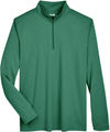 Am image of a Custom Team 365 Men's Zone Sonic Heather Performance Quarter Zip in Forest Heather!