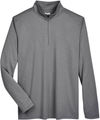 Am image of a Custom Team 365 Men's Zone Sonic Heather Performance Quarter Zip in Dark Grey Heather!