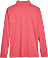 Am image of a Custom Team 365 Men's Zone Sonic Heather Performance Quarter Zip in Red Heather!