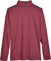 Am image of a Custom Team 365 Men's Zone Sonic Heather Performance Quarter Zip in Maroon Heather!