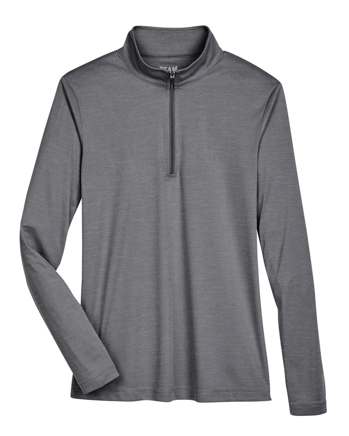 Team 365 Ladies' Zone Sonic Heather Performance Quarter Zip in Dark Grey Heather