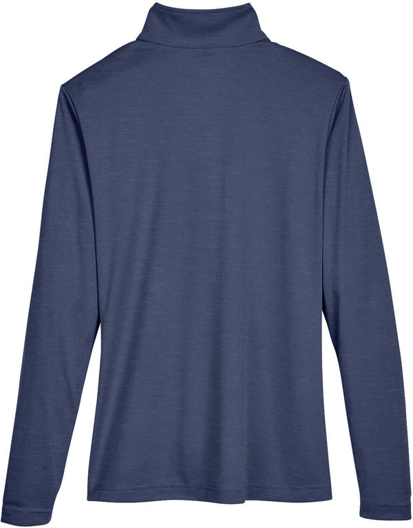 Am image of a Custom Team 365 Ladies' Zone Sonic Heather Performance Quarter Zip in Dark Navy Heather!