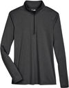 Am image of a Custom Team 365 Ladies' Zone Sonic Heather Performance Quarter Zip in Black Heather!