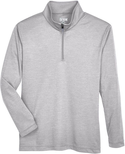 Am image of a Custom Team 365 Youth Zone Sonic Heather Performance Quarter Zip in Athletic Heather!