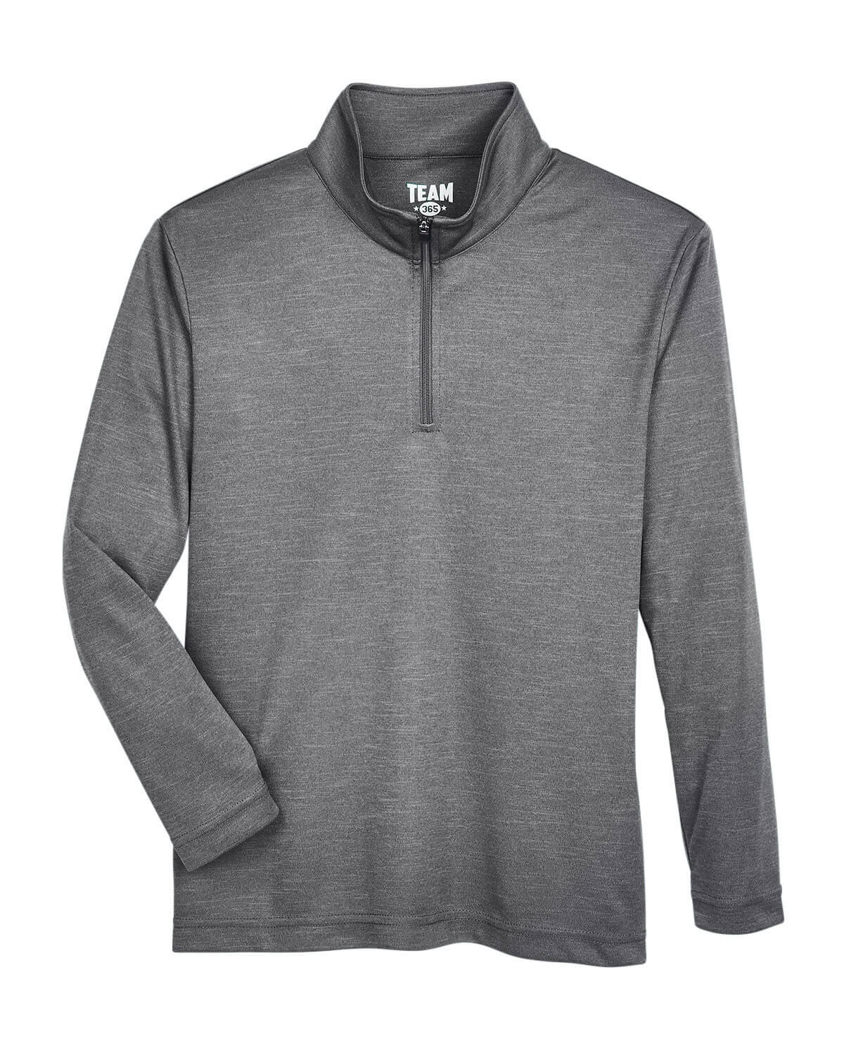 Team 365 Youth Zone Sonic Heather Performance Quarter Zip in Dark Grey Heather