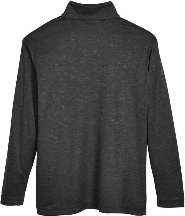 Am image of a Custom Team 365 Youth Zone Sonic Heather Performance Quarter Zip in Black Heather!