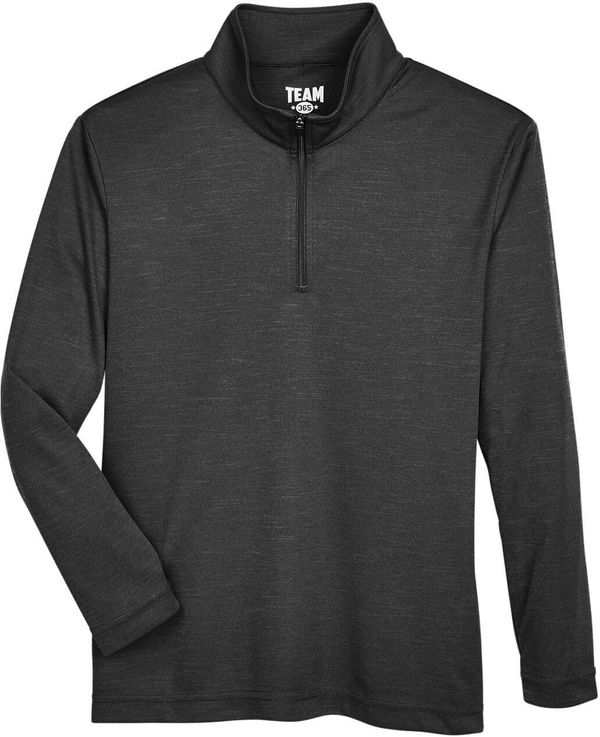 Am image of a Custom Team 365 Youth Zone Sonic Heather Performance Quarter Zip in Black Heather!