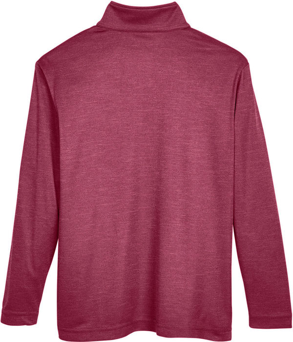 Am image of a Custom Team 365 Youth Zone Sonic Heather Performance Quarter Zip in Maroon Heather!