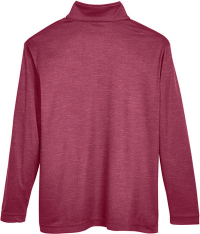 Am image of a Custom Team 365 Youth Zone Sonic Heather Performance Quarter Zip in Maroon Heather!
