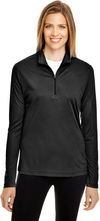 Am image of a Custom Team 365 Ladies' Zone Performance Quarter Zip in Black!