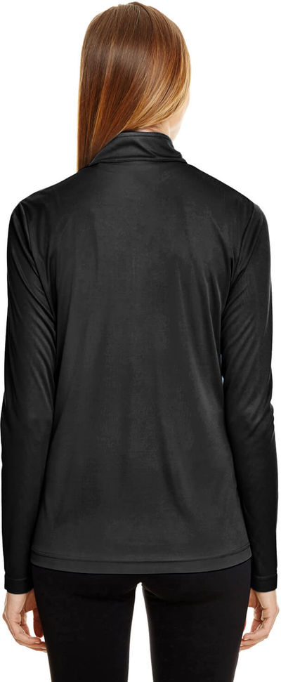 Am image of a Custom Team 365 Ladies' Zone Performance Quarter Zip in Black!