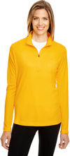 Am image of a Custom Team 365 Ladies' Zone Performance Quarter Zip in Athletic Gold!