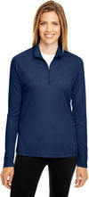 Am image of a Custom Team 365 Ladies' Zone Performance Quarter Zip in Sport Dark Navy!