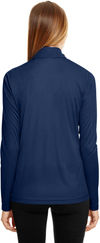 Am image of a Custom Team 365 Ladies' Zone Performance Quarter Zip in Sport Dark Navy!