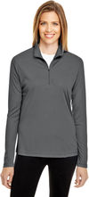 Am image of a Custom Team 365 Ladies' Zone Performance Quarter Zip in Sport Graphite!