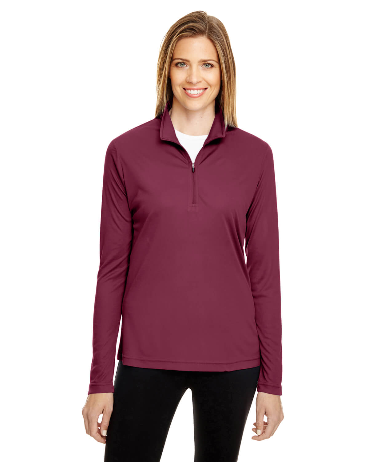Team 365 Ladies' Zone Performance Quarter Zip in Sport Maroon