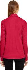 Am image of a Custom Team 365 Ladies' Zone Performance Quarter Zip in Sport Red!