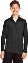 Am image of a Custom Team 365 Youth Zone Performance Quarter Zip in Black!