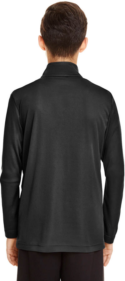 Am image of a Custom Team 365 Youth Zone Performance Quarter Zip in Black!