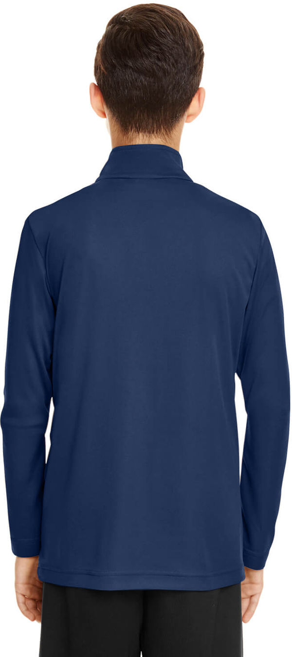 Am image of a Custom Team 365 Youth Zone Performance Quarter Zip in Sport Dark Navy!