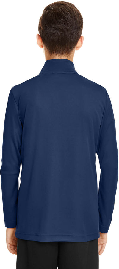 Am image of a Custom Team 365 Youth Zone Performance Quarter Zip in Sport Dark Navy!