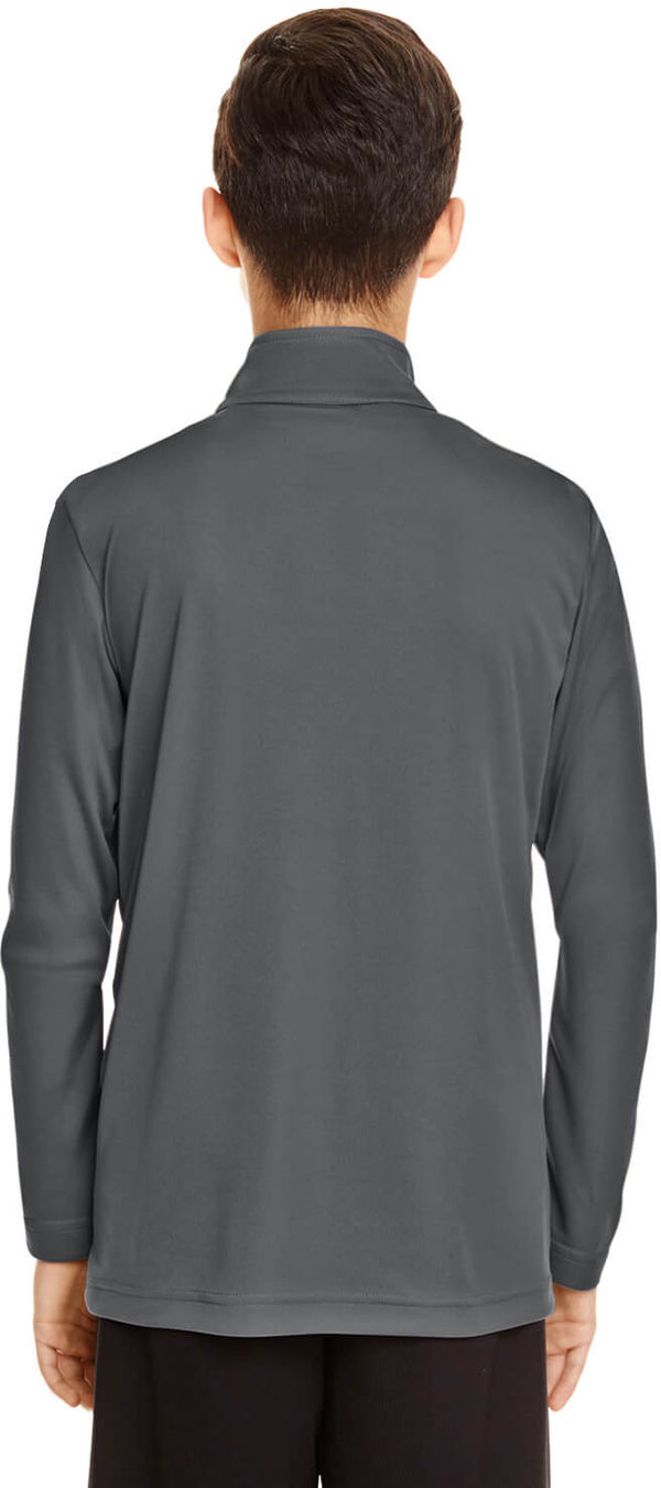 Am image of a Custom Team 365 Youth Zone Performance Quarter Zip in Sport Graphite!