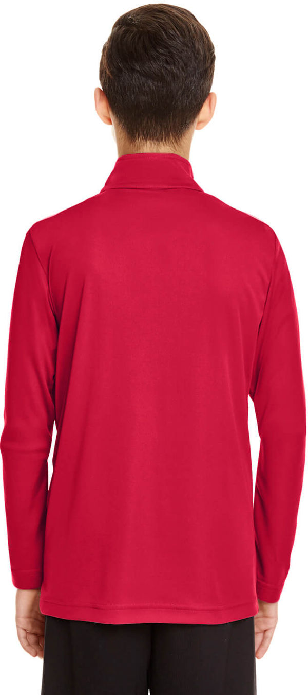 Am image of a Custom Team 365 Youth Zone Performance Quarter Zip in Sport Red!