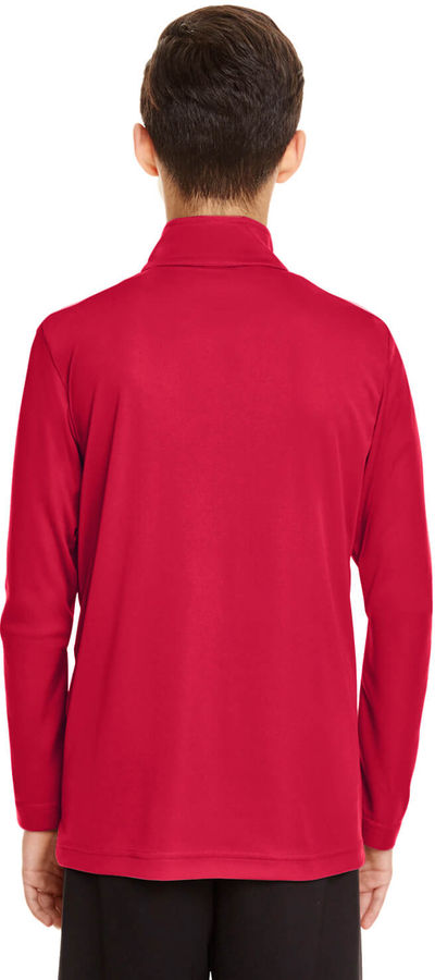Am image of a Custom Team 365 Youth Zone Performance Quarter Zip in Sport Red!