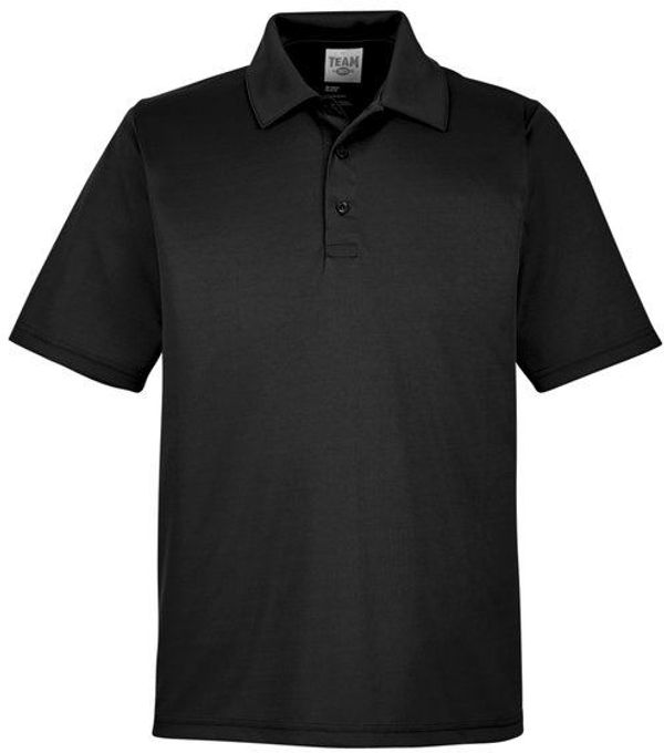 Am image of a Custom Team 365 Men's Zone Performance Polo in Black!