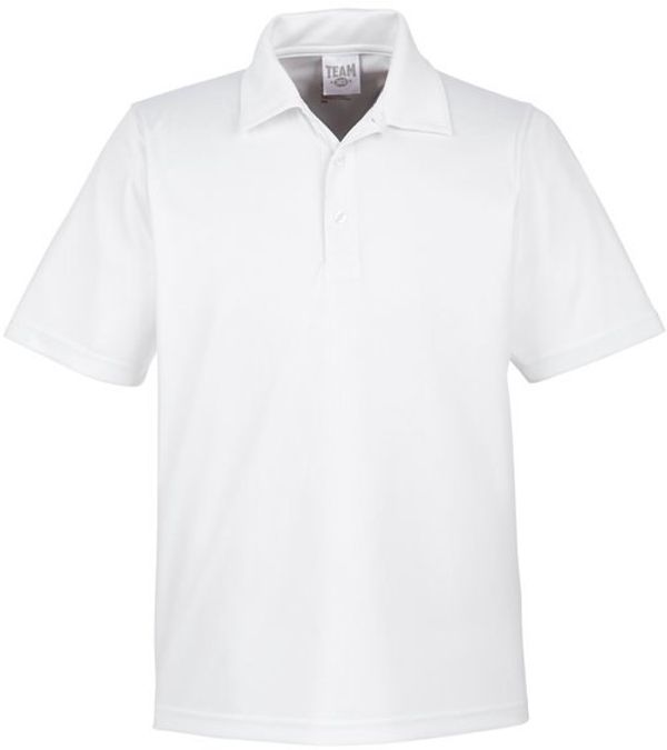 Am image of a Custom Team 365 Men's Zone Performance Polo in White!