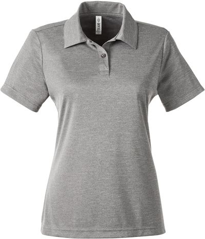 Am image of a Custom Team 365 Ladies' Zone Sonic Heather Performance Polo in Athletic Heather!