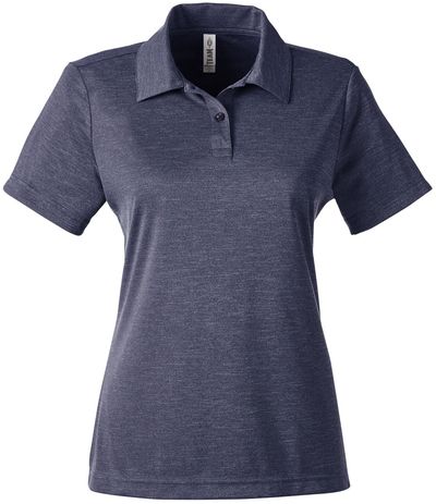 Am image of a Custom Team 365 Ladies' Zone Sonic Heather Performance Polo in SP Dark Navy Heather!