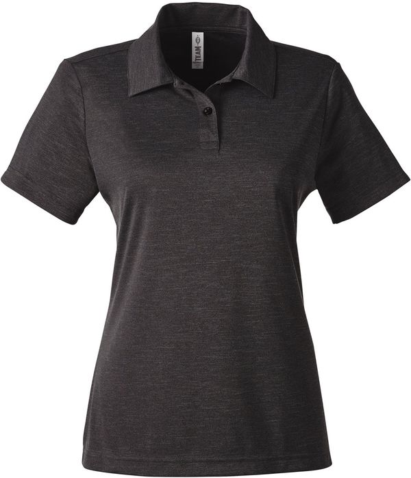Am image of a Custom Team 365 Ladies' Zone Sonic Heather Performance Polo in Black Heather!