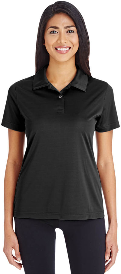 Am image of a Custom Team 365 Ladies' Zone Performance Polo in Black!