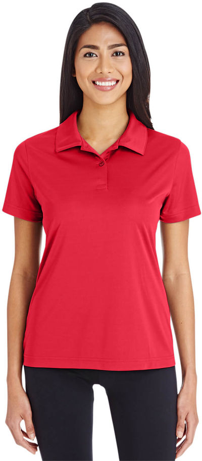 Am image of a Custom Team 365 Ladies' Zone Performance Polo in Sport Red!