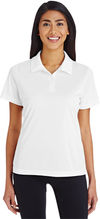 Am image of a Custom Team 365 Ladies' Zone Performance Polo in White!