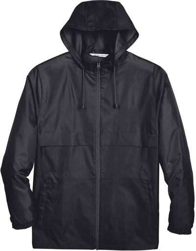 Am image of a Custom Team 365 Adult Zone Protect Lightweight Jacket in Black!