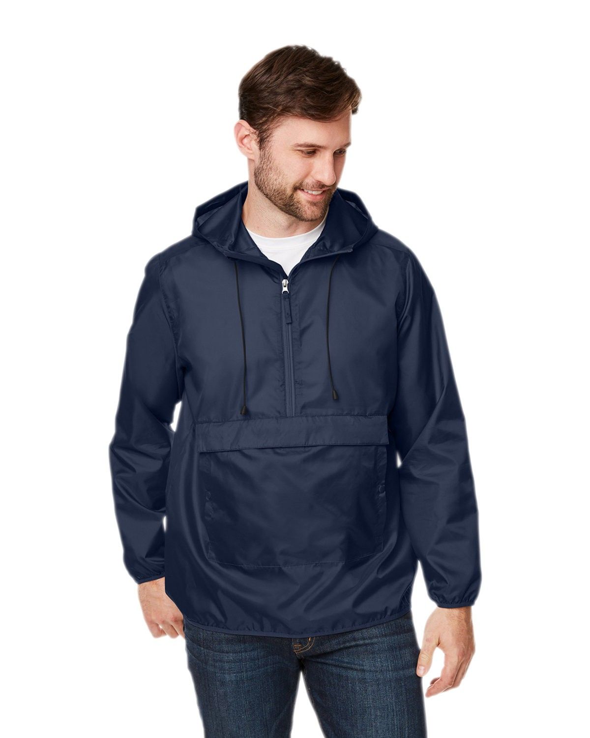 Team 365 Adult Zone Protect Packable Anorak Jacket in SPORT DARK NAVY