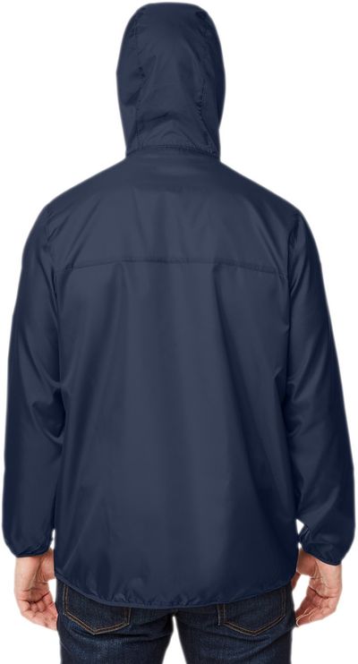 Am image of a Custom Team 365 Adult Zone Protect Packable Anorak Jacket in SPORT DARK NAVY!