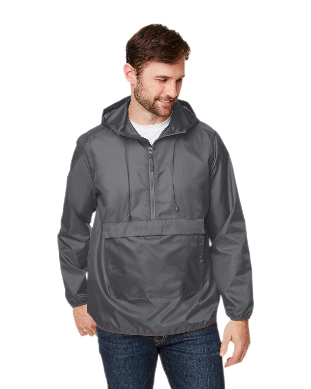Team 365 Adult Zone Protect Packable Anorak Jacket in SPORT GRAPHITE