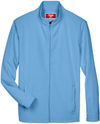 Am image of a Custom Team 365 Leader Soft Shell Jacket in Sport Light Blue!