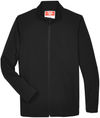 Am image of a Custom Team 365 Leader Soft Shell Jacket in Black!