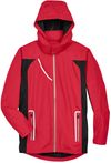 Am image of a Custom Team 365 Men's Dominator Waterproof Jacket in Sport Red!